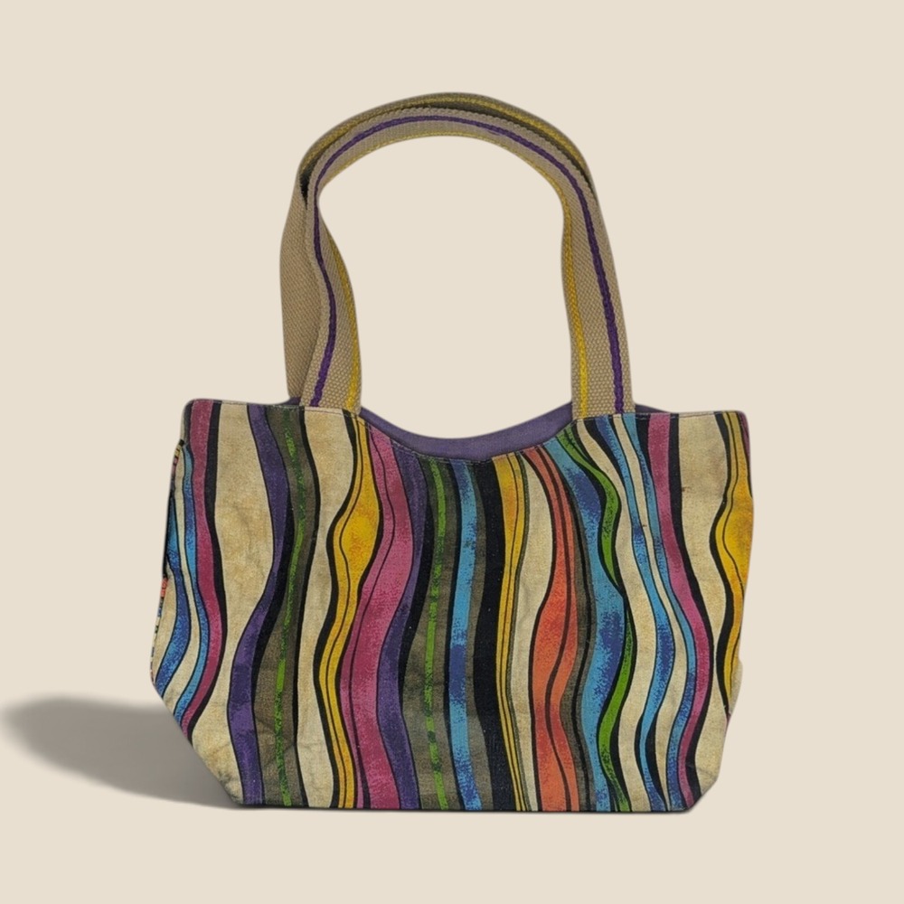 Laurel Burch Vintage Sun N Sand Horse Tote Bag Purple Whimsical Folk Art AS IS - Picture 5 of 11